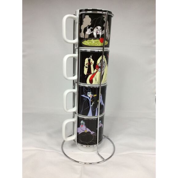 New Disney Villains ZRIKE Coffee Mug Tower Complete Set of 4 - Picture 4 of 8